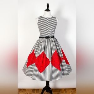 The Oblong Box Shop (TOBS) Picnic in the Park Dress, XL, Striped with
